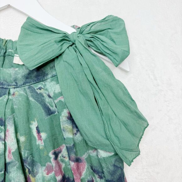 BELLA UMBRA 100% Linen Halter Floral Sundress Bow Green Made In Italy Sz XS - Picture 3 of 8